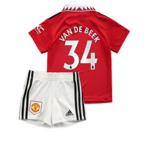 Manchester United Donny van de Beek #34 kläder Barn 2022-23 Hemmatröja Kortärmad (+ korta byxor)